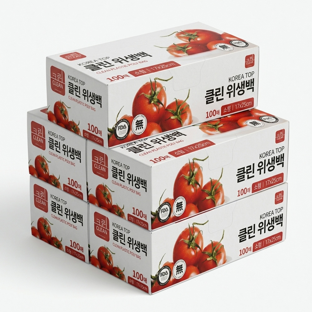 클린 위생백 일회용 비닐봉투 17x25cm, 100매, 5개 - 상품 이미지