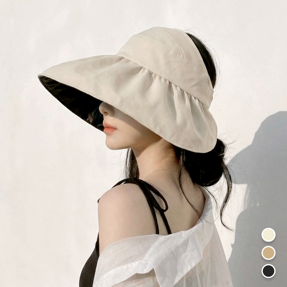 자외선차단 햇빛차단 돌돌이 썬캡 챙넓은 모자 리뉴얼 아이보리, FREE(One size) - 상품 이미지