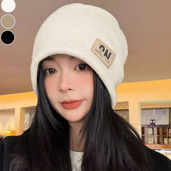 얇은 약기모 비니 레터링 패치 비니 데일리 가을 - 상품 이미지