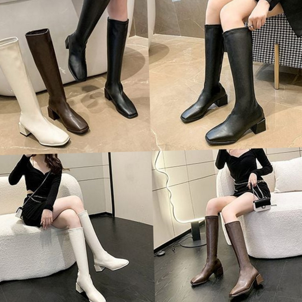 데일리 여성 롱 부츠 스퀘어 롱 부츠 통굽 겨울 - 상품 이미지