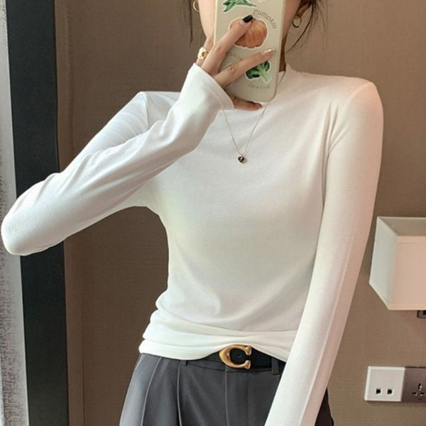 데일리 여성 긴 팔 티셔츠 베이직 여성 레이어드 티셔츠 - 상품 이미지