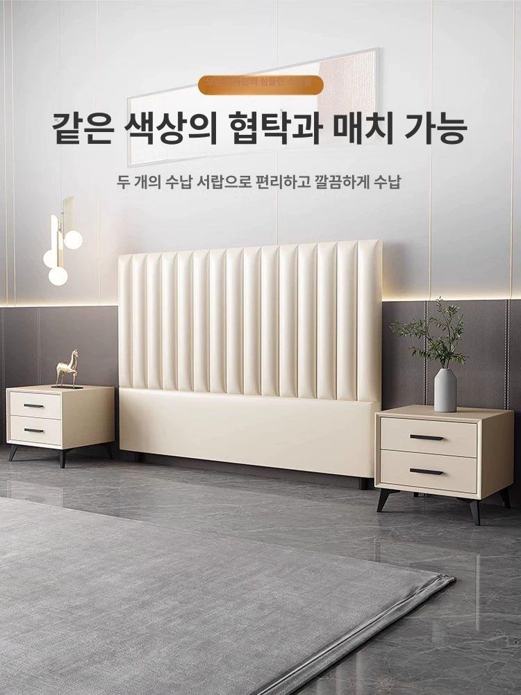 침대 헤드보드 등받이 템파보드 원목프레임 아이보리 극세사 소재 모던 수직 엠보싱 디자인 베이지화이트 마이크로화이버 가죽 원목 프레임 1200mmx2000mm - 상품 이미지