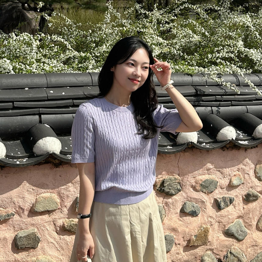 [슈퍼적립][N배송][COOL] 스파오 썸머 케이블 반팔니트 SPKWG24G01