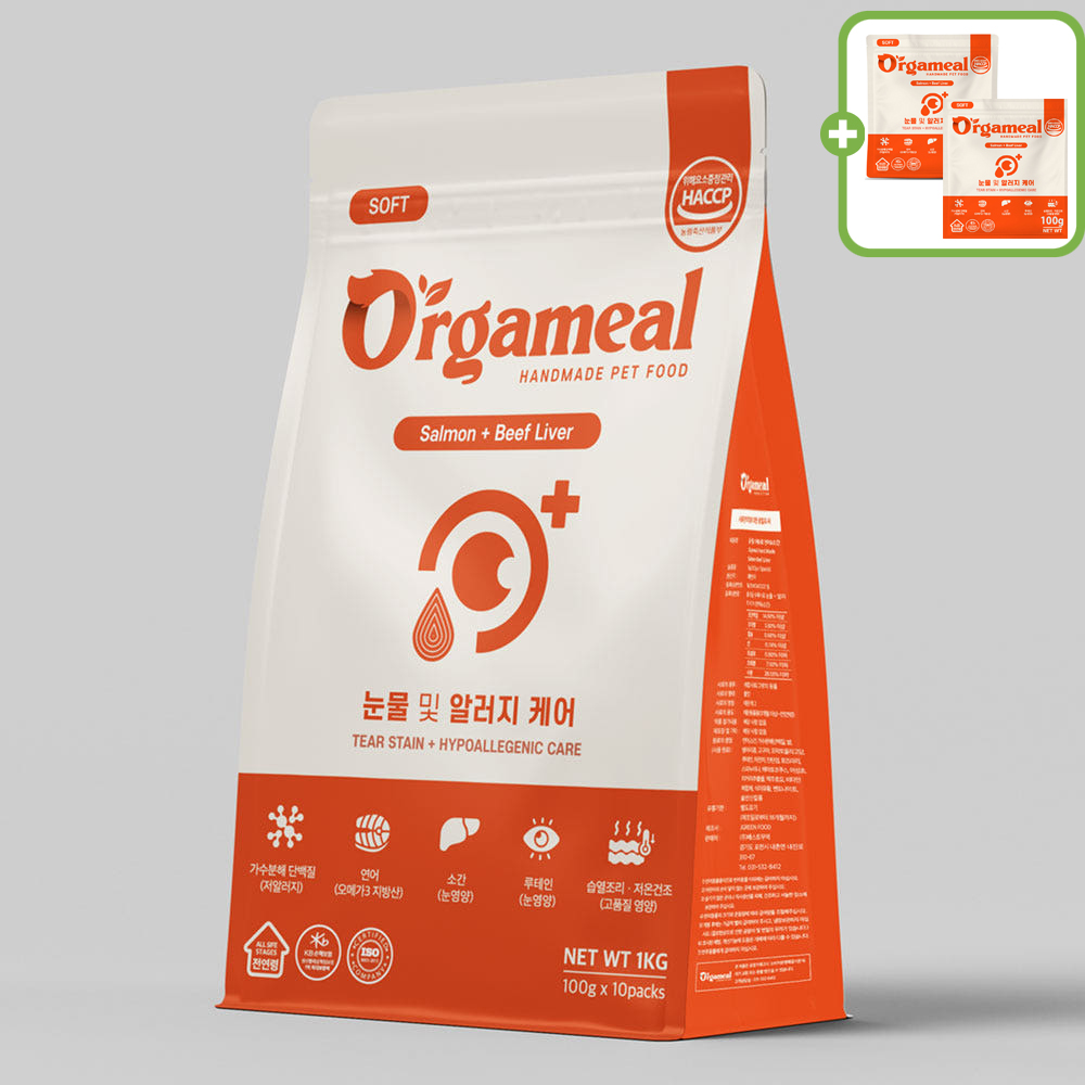 올가밀 강아지 소프트사료 가수분해 알러지케어 눈물사료 연어+소간, 1kg, 1개 - 상품 이미지