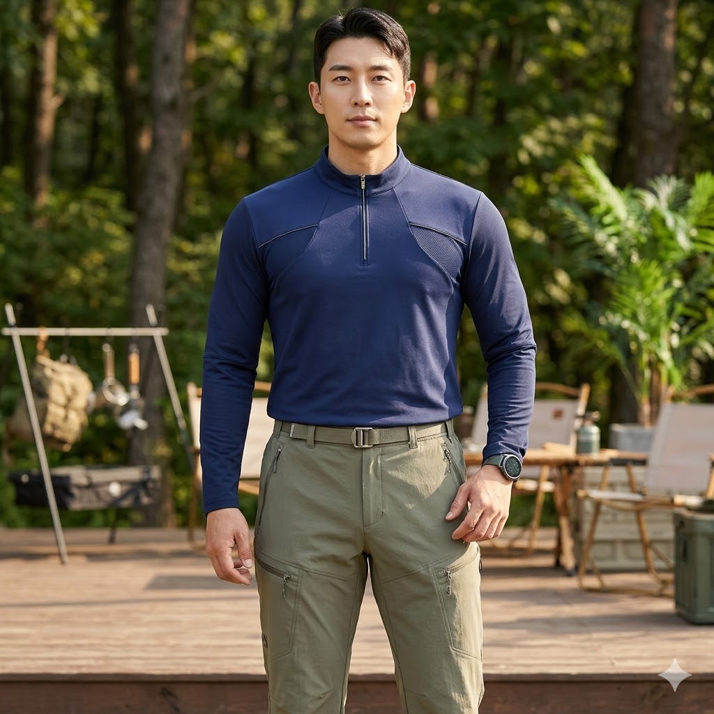 MILLET 밀레 남자 여름 아웃도어 아이스 냉감 팔토시 스판 등산 긴팔 티셔츠 - 상품 이미지