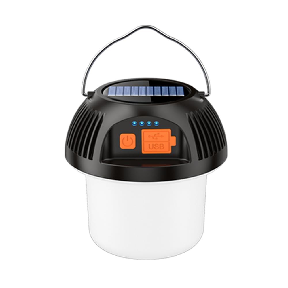 캠핑 랜턴 태양광 충전식, 캠핑용 LED 텐트 라이트 초밝기 휴대용 초밝은 토치, USB 충전기, 야외용 전자 랜턴(일렉트릭, 블랙-1 팩) Eclectic Black-1 pack - 상품 이미지