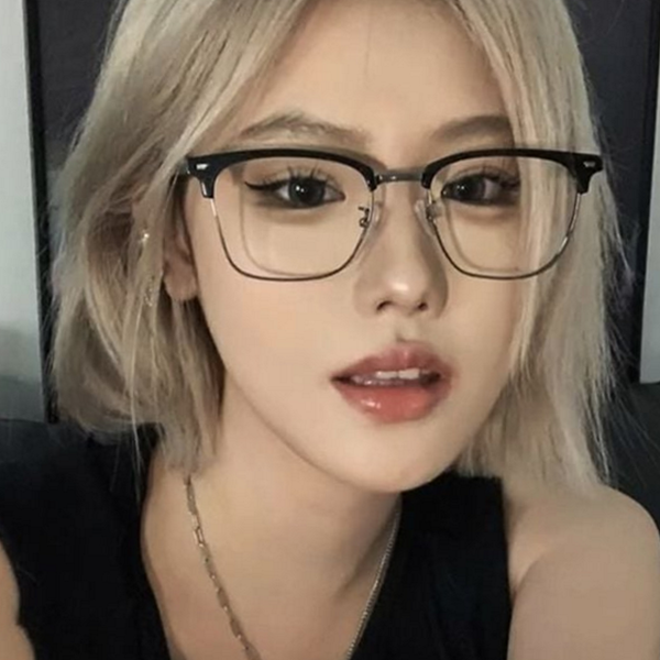 컴퓨터용 차단 안경 청광 차단 반뿔테 안경 하금테 투명 - 상품 이미지