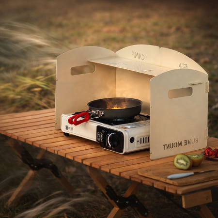 캠핑 바람막이 스토브 그리들 버너 가림막 4단 접이식 폴딩 윈드스크린 두꺼운 3면 차단