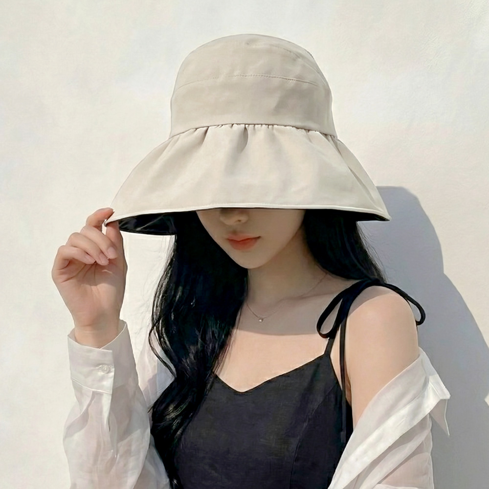 자외선차단 햇빛차단 돌돌이 썬캡 챙넓은 모자 리뉴얼 아이보리, FREE(One size) - 상세 이미지 2