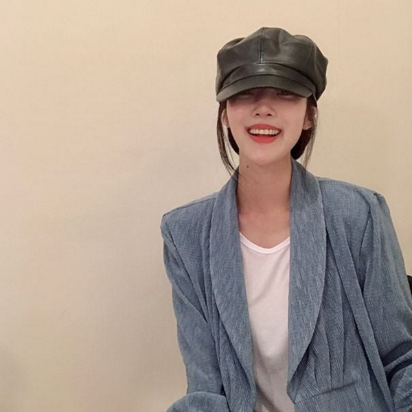 데일리 여성 가죽 베레모 패션 가죽 빵 모자 겨울 가을 - 상품 이미지