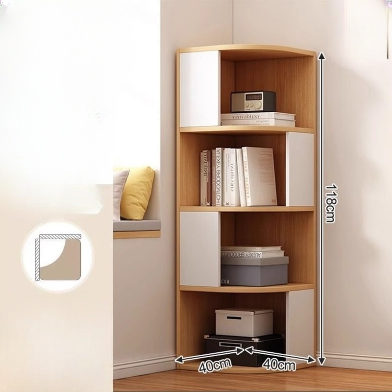 코너 수납장 선반 거실 침실 모서리 라운드 튼튼한 틈새 공간활용 투톤 40x40x118cm - 상품 이미지