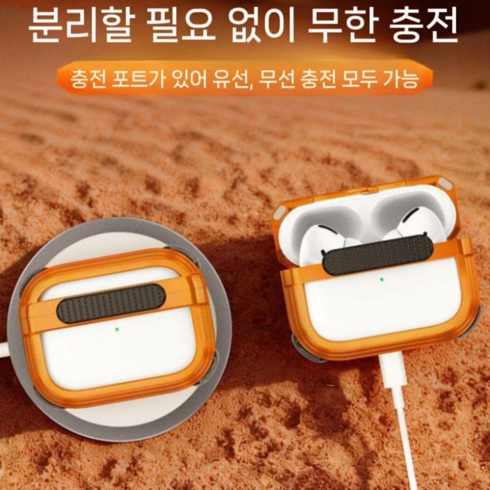 에어팟 프로 3세대 케이스 자동 팝업 안전 잠금 무선 충전 메탈 프레임 커버 - 상세 이미지 4
