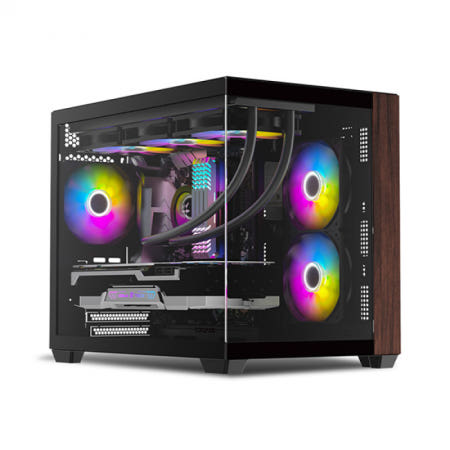 마이크로닉스 COOLMAX 크리스탈 WOODY (블랙) M-ATX 미니타워 컴퓨터 PC 케이스 어항케이스