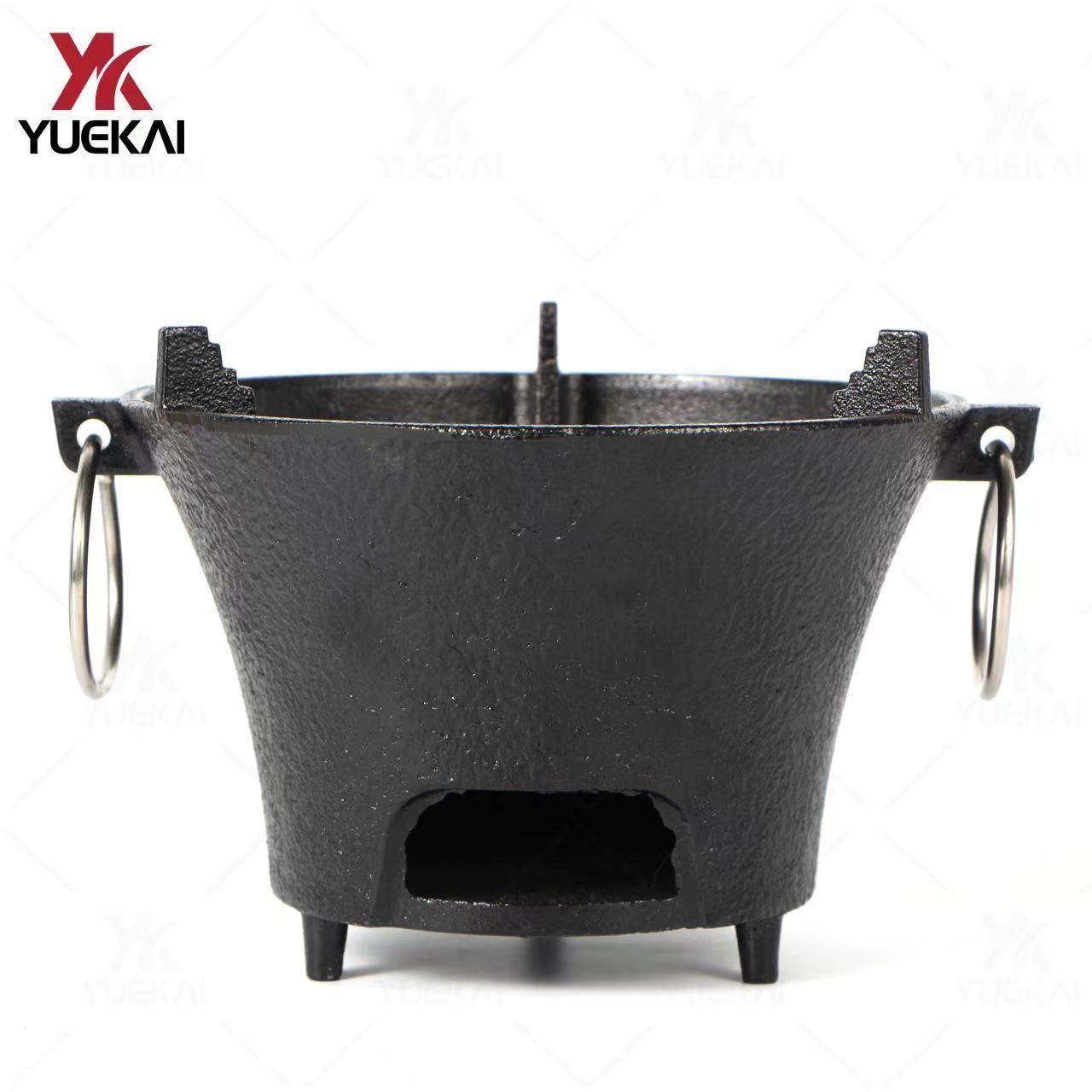 주물 숯불화로 휴대용 가정용 바베큐 그릴 고기구이용 16cm + 나무판 이미지 6