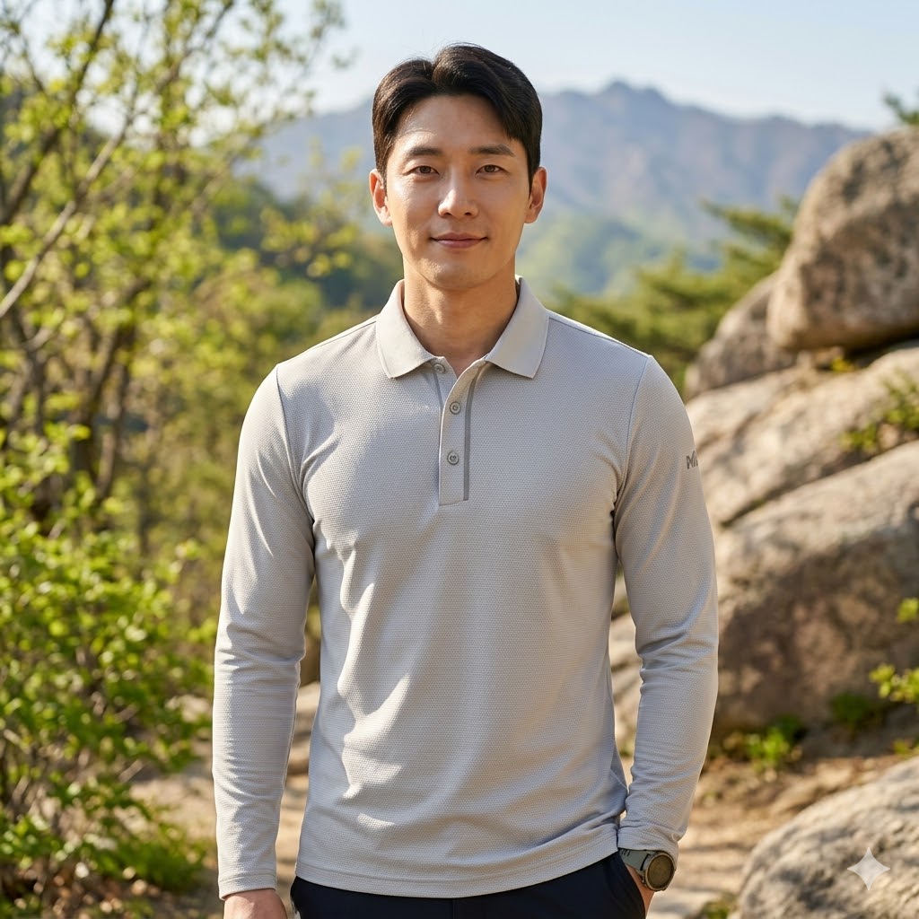 MILLET 밀레 봄 남성 아웃도어 스판 데일리룩 카라 등산 긴팔티셔츠 - 상품 이미지