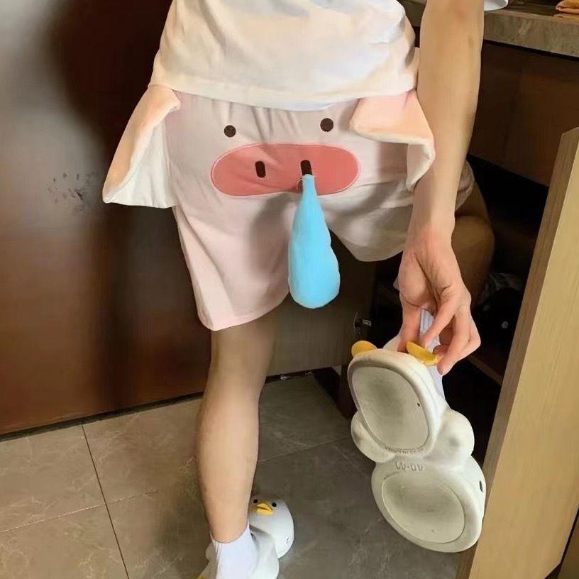 커플용 재미있는 코끼리 무릎 반바지 작은 거북이 병아리 파란 코끼리 반바지 - 코끼리 트렁크 - 꼬집으면 삐걱거리는 소리가 난다 M - 상세 이미지 2