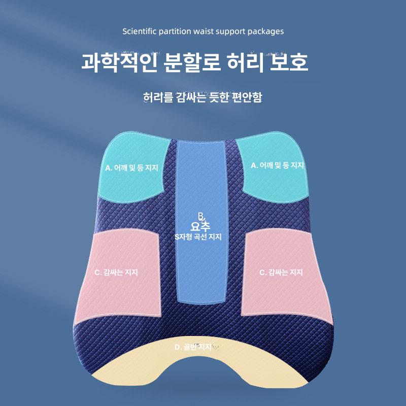 자세교정의자 등받이의자 나비 사무실 의자용 인체공학적 허리받침 요추 지지대 고급 플라스틱 컴포트 다크네이비 프리사이즈 - 상세 이미지 4