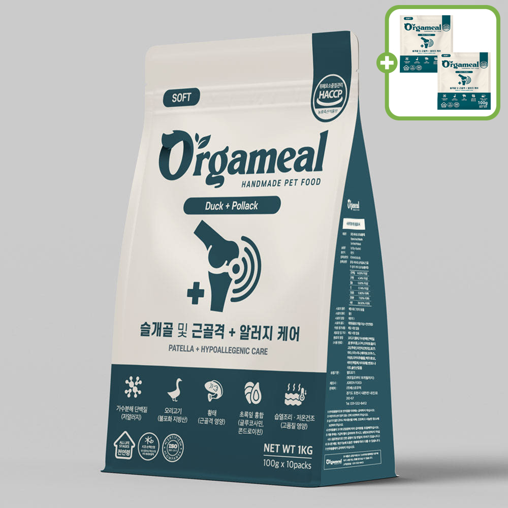 올가밀 강아지 소프트사료 가수분해 알러지케어 눈물사료 오리+황태, 1kg, 1개 - 상품 이미지