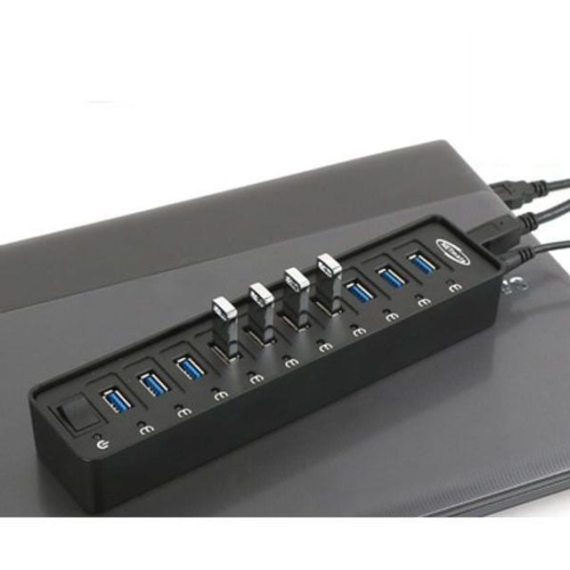 USB3.0 10포트 유전원 허브 12V3A 전원 아답터 포함 - 상품 이미지