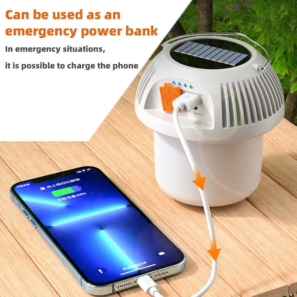 캠핑 랜턴 태양광 충전식, 캠핑용 LED 텐트 라이트 초밝기 휴대용 초밝은 토치, USB 충전기, 야외용 전자 랜턴(일렉트릭, 블랙-1 팩) Eclectic Black-1 pack - 상세 이미지 3