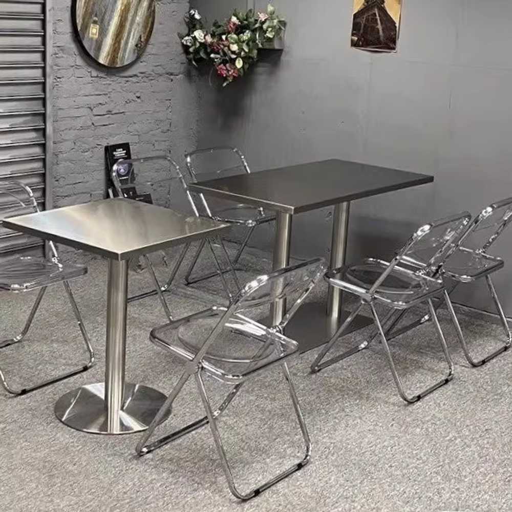 스텐 사각 테이블 업소용 식탁 식당 카페 음식점 100x60x74cm - 상품 이미지
