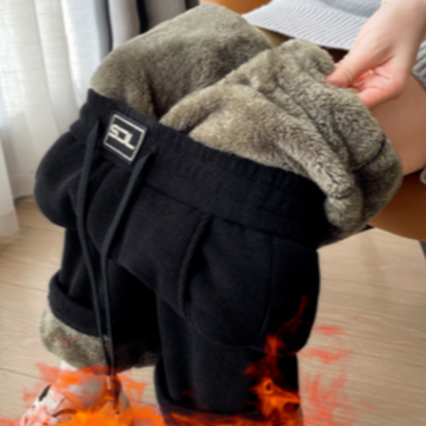 일자핏 융 기모 밴딩 바지 하이 융 기모 코듀로이 - 상품 이미지