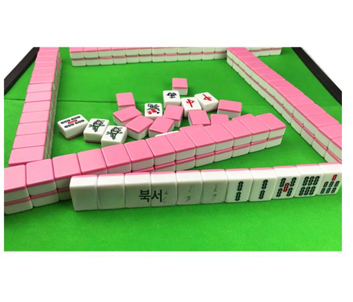 마작 테이블 가방 휴대용 접이식 미니 고급 진갈색 목재 케이스 녹색 펠트 마작 패 풀세트 20 제이드화이트 - 상세 이미지 3