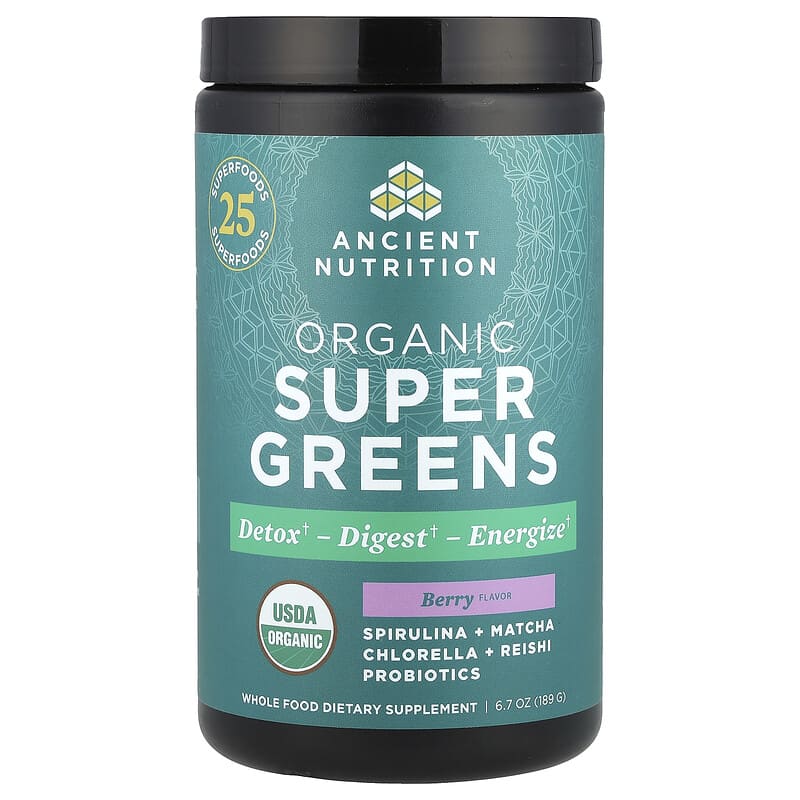 Ancient Nutrition USDA 슈퍼 그린 베리 189g, 1개 - 상품 이미지