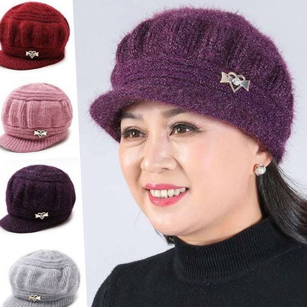 따뜻한 여성 니트 모자 포근한 엄마 겨울 모자 - 상품 이미지