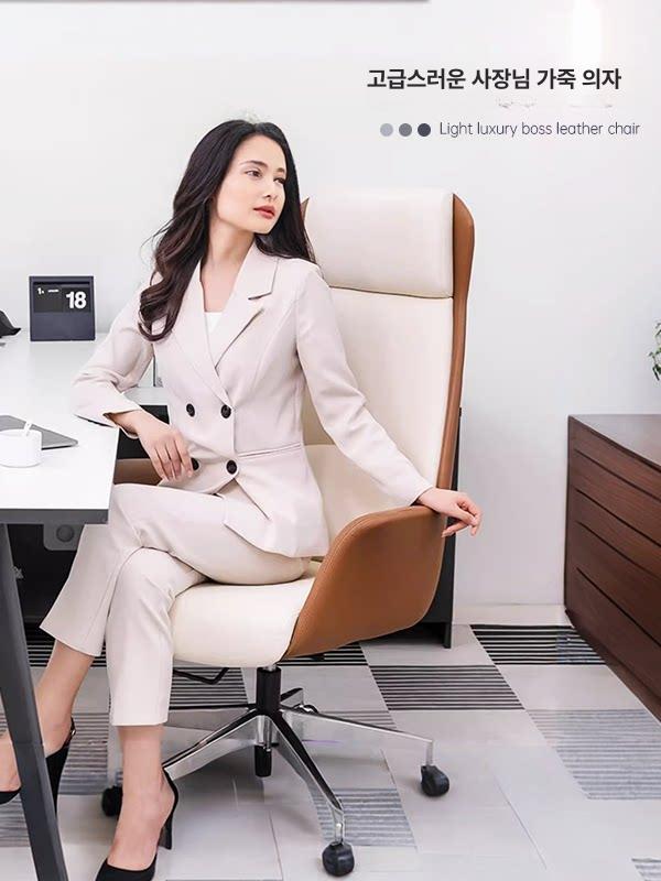 사장 의자 서재 오피스 회장용 프리미엄 대표 해솔가구 사무용 가죽 등받이 사무실 - 상세 이미지 2