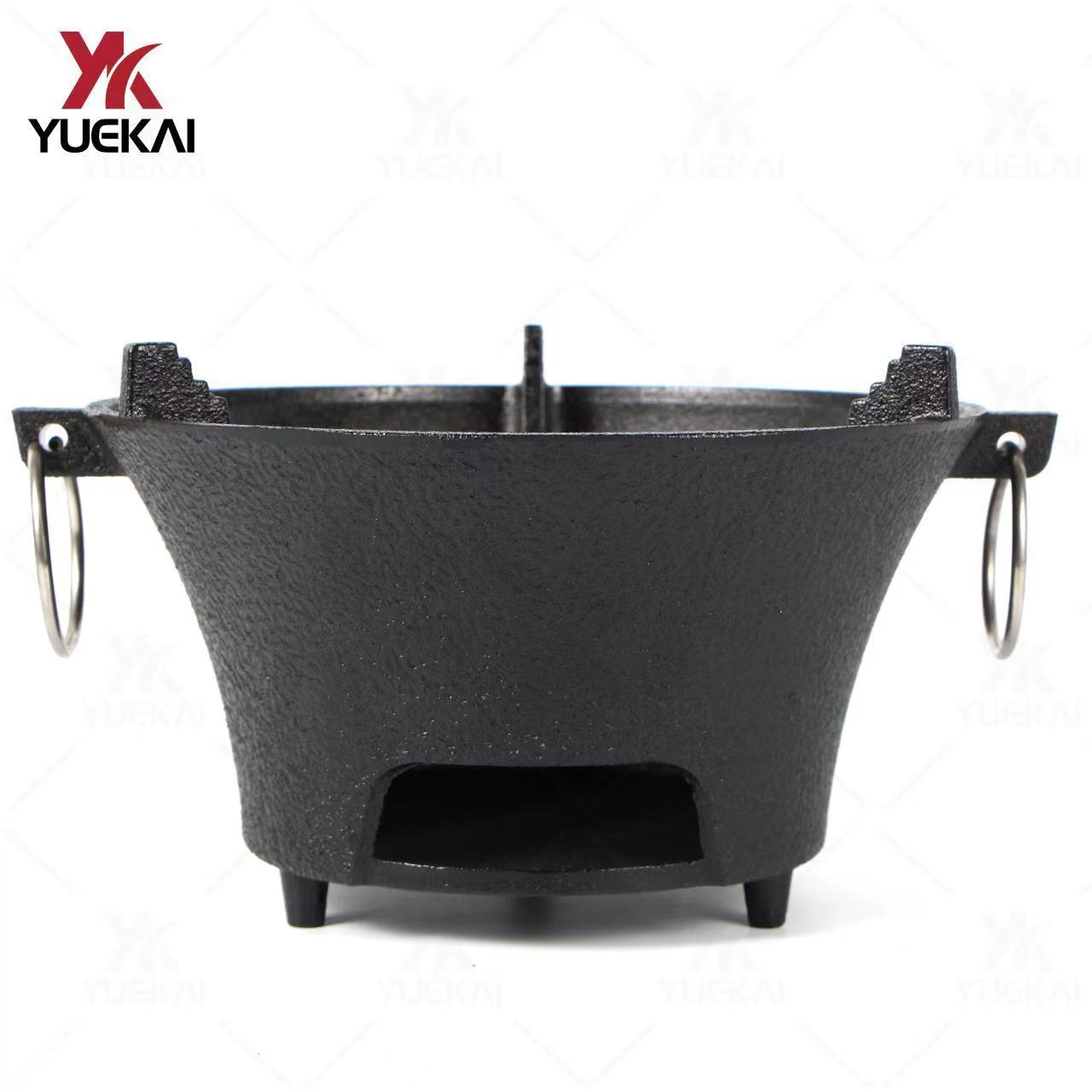 주물 숯불화로 휴대용 가정용 바베큐 그릴 고기구이용 16cm + 나무판 이미지 7