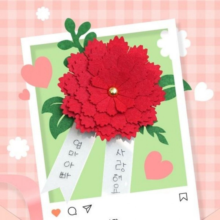반짝이는 마음 담은 펠트 카네이션 브로치 어버이날 스승의날 감사 유치원 학원 학교 단체 선물 - 상품 이미지