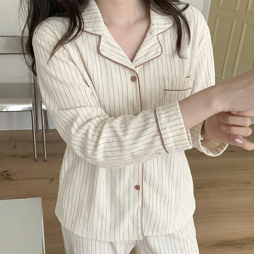 도르모 컴포트 웜 소프트 피치기모 파자마세트 - 상품 이미지