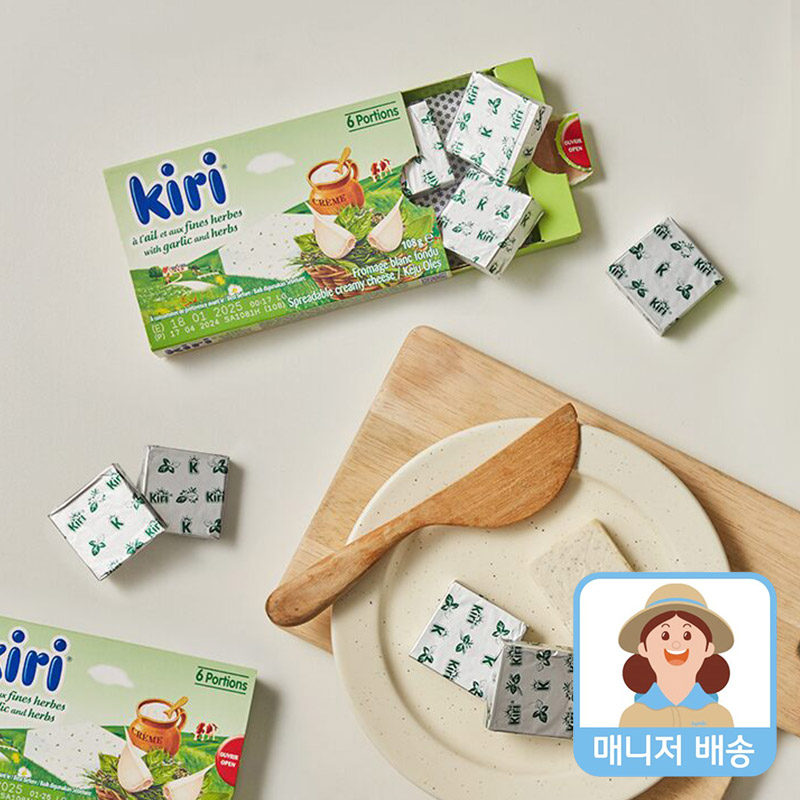 끼리 크림치즈 포션 6입 갈릭&허브(108g) - 상품 이미지