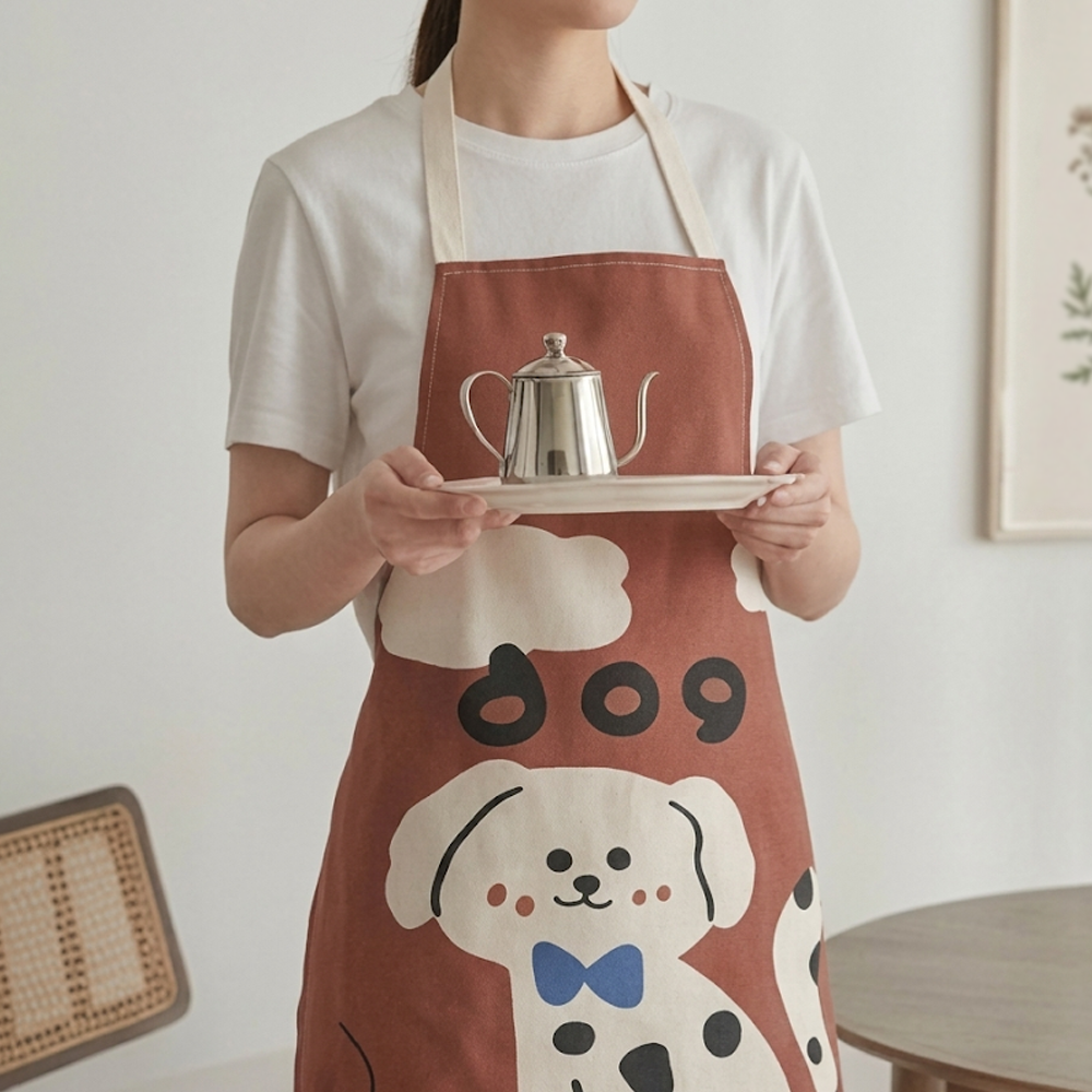 동물 캐릭터 코튼 린넨 앞치마 주방 카페 보육교사 어린이집 - 상세 이미지 2