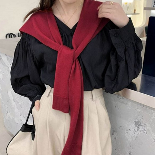 레이어드 니트 어깨 숄 데일리 무지 어깨 숄 페이크 여름 - 상품 이미지