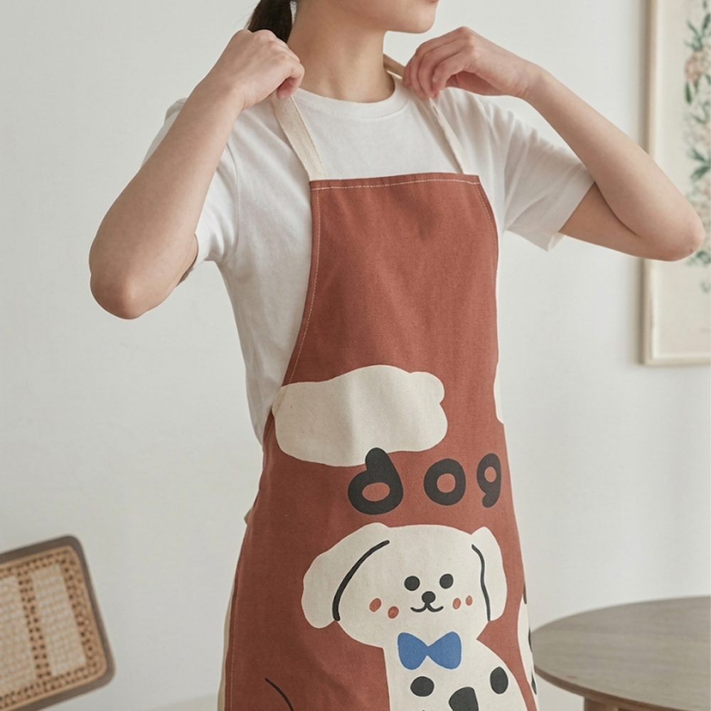 동물 캐릭터 코튼 린넨 앞치마 주방 카페 보육교사 어린이집 - 상세 이미지 4