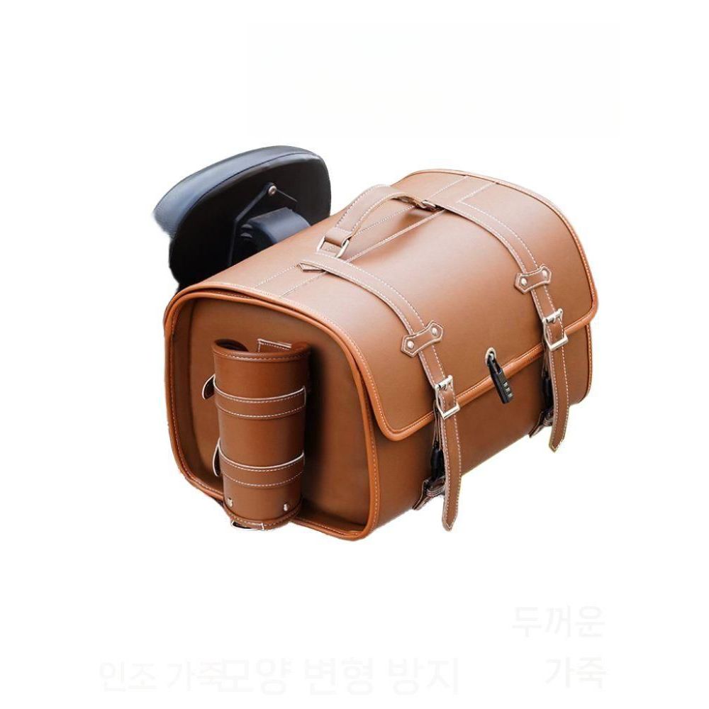 오토바이 가죽리어백 캐리어 라이트브라운 테일박스 스쿠터 갈색 박스 백 - 상품 이미지