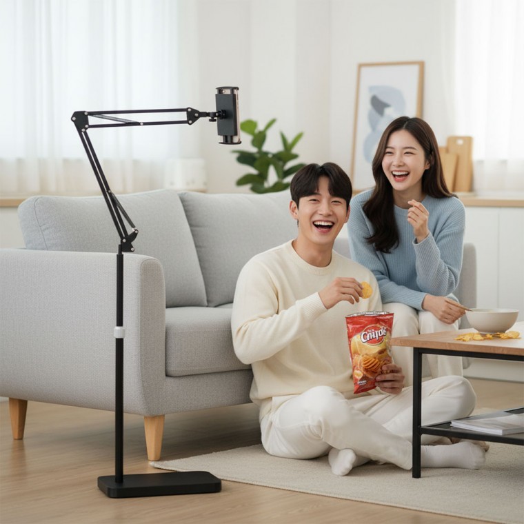 높이조절 스탠드형 스마트폰 핸드폰 거치대 360 회전 고정형 휴대폰 태블릿 - 상품 이미지