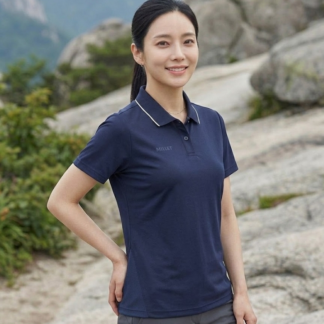 밀레 여성 여름 라인 요꼬 카라 아웃도어 냉감 반팔 티셔츠 - 상품 이미지