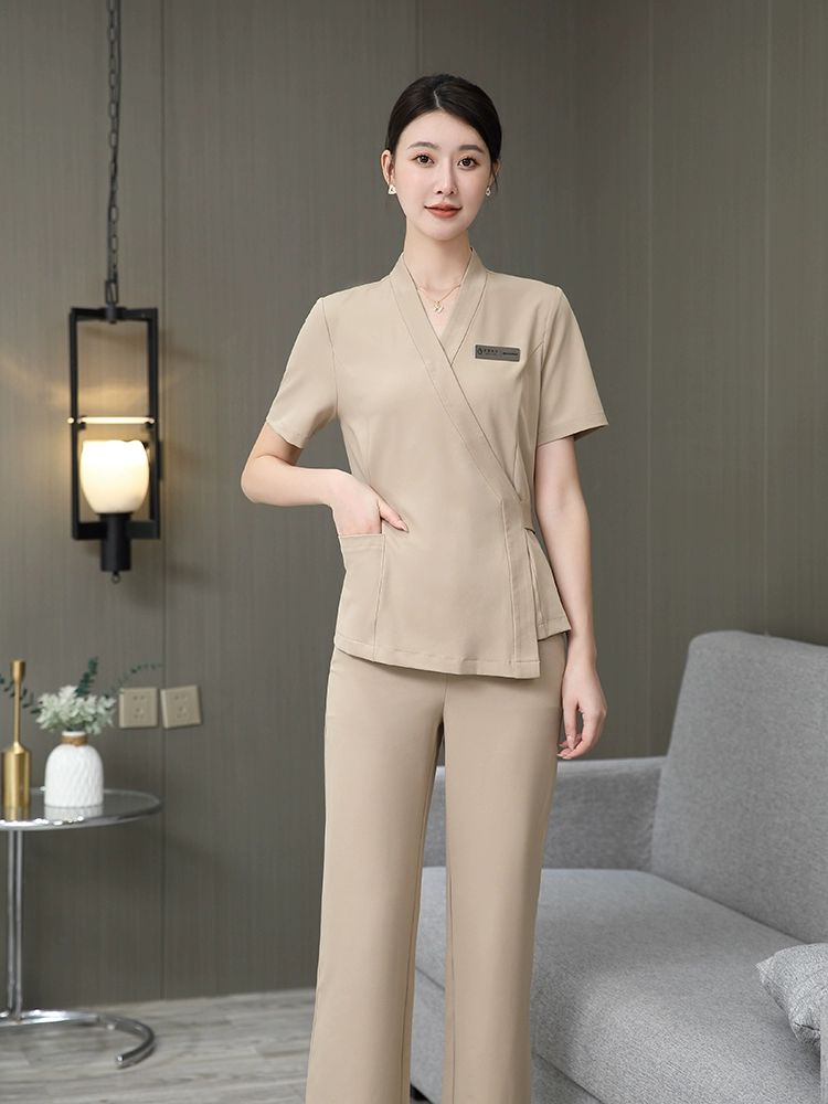 에스테틱 유니폼 가운 세트 블랙 미드슬리브 S - 상세 이미지 3