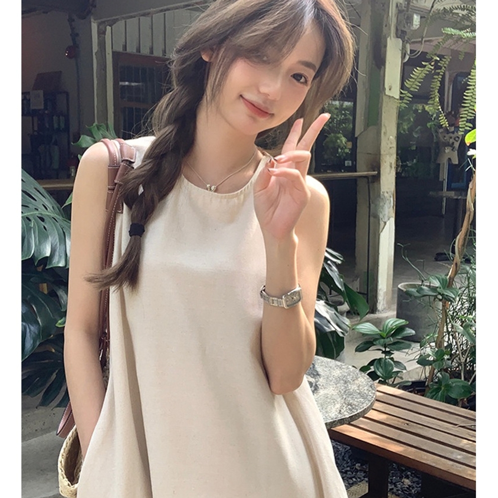 J2K 여성 뒷트임 포인트 A라인 롱 원피스 데일리 데이트룩 해외여행 바캉스룩 - 상품 이미지