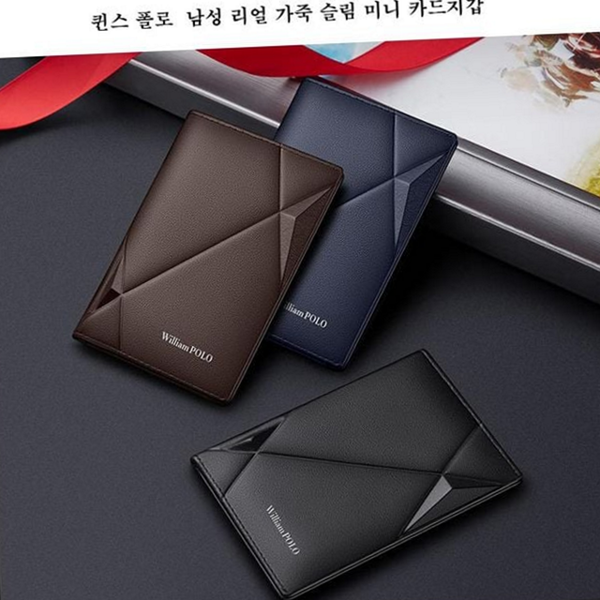 휴대용 남성 가죽 지갑 폴더형 남성 슬림 지갑 소가죽 주머니 - 상품 이미지