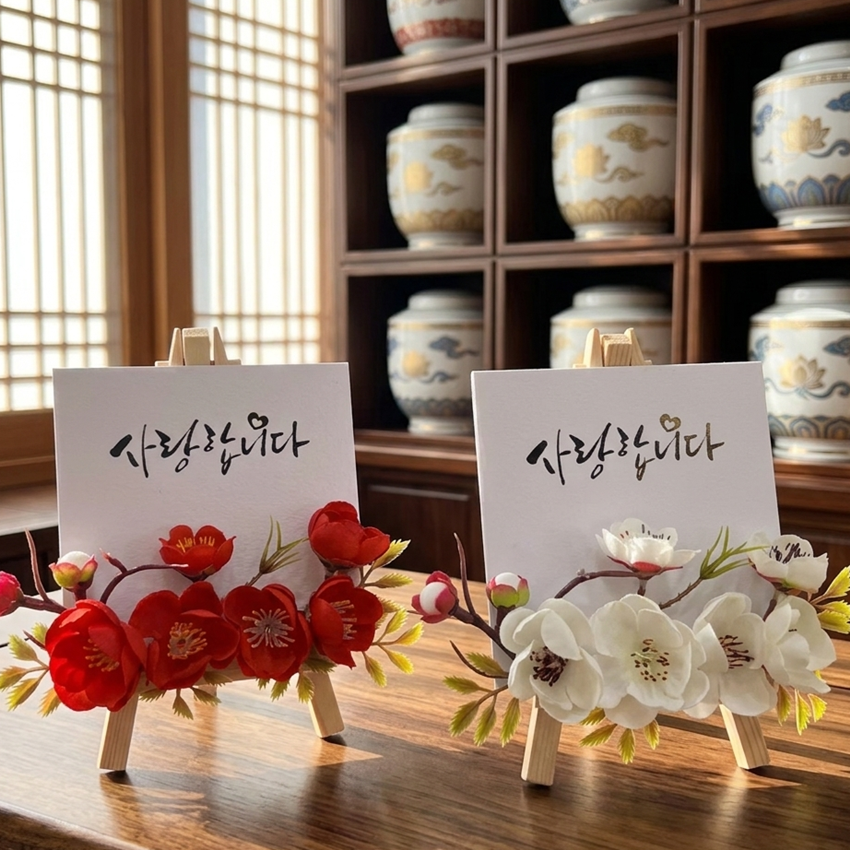 가더GADE 9AD 납골당꽃 화환 미니화환 납골당꾸미기 조화꽃장식 이젤 원목삼각대 - 상품 이미지