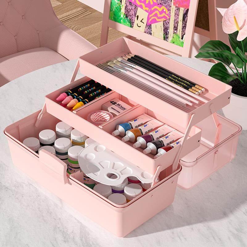 미술도구 정리함 화구 물감 수납함 대형 박스 색연필 8052 소형핑크⚑✦ - 상품 이미지