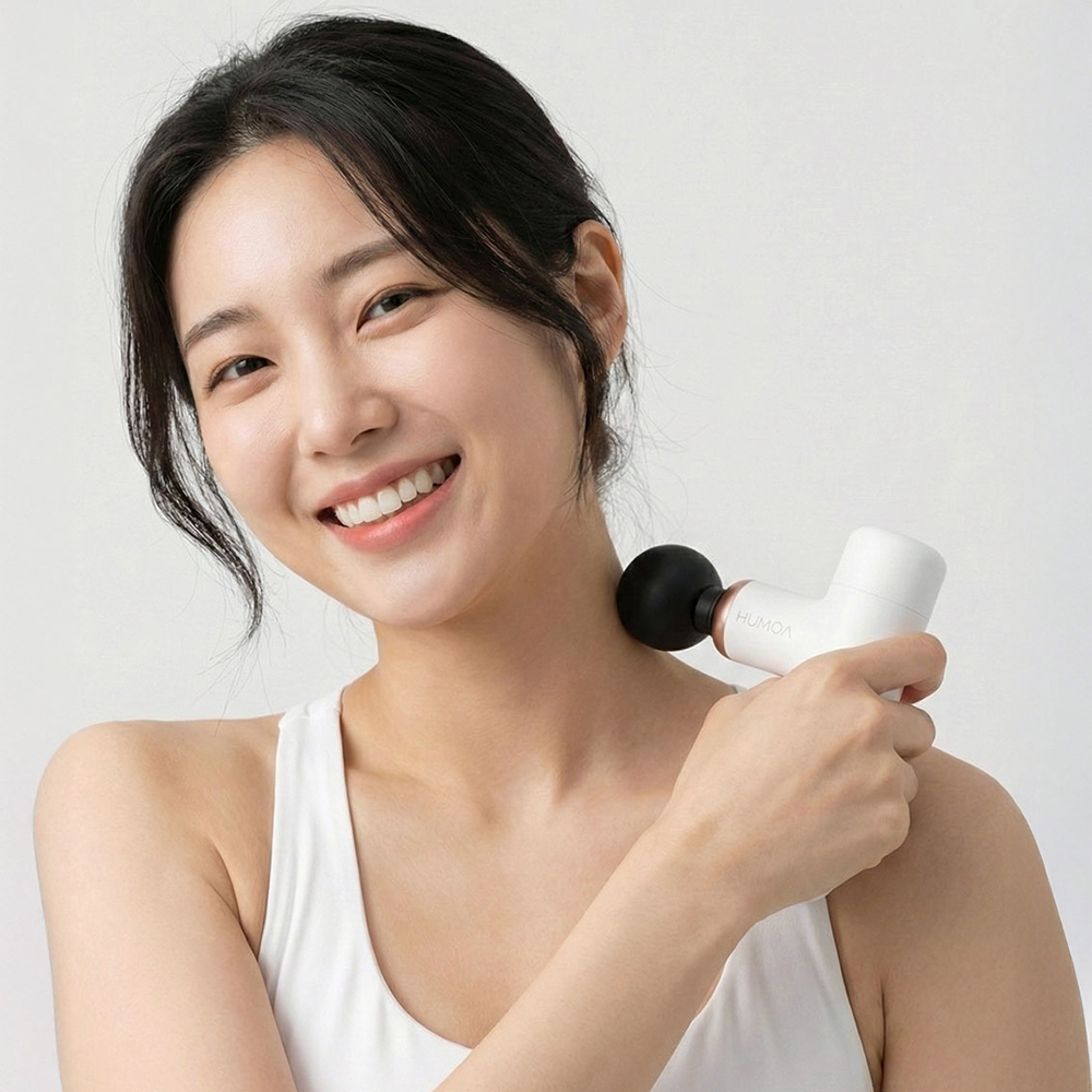 휴모아 초경량 미니 진동 마사지건 저소음 BLDC 모터 화이트 - 상세 이미지 2