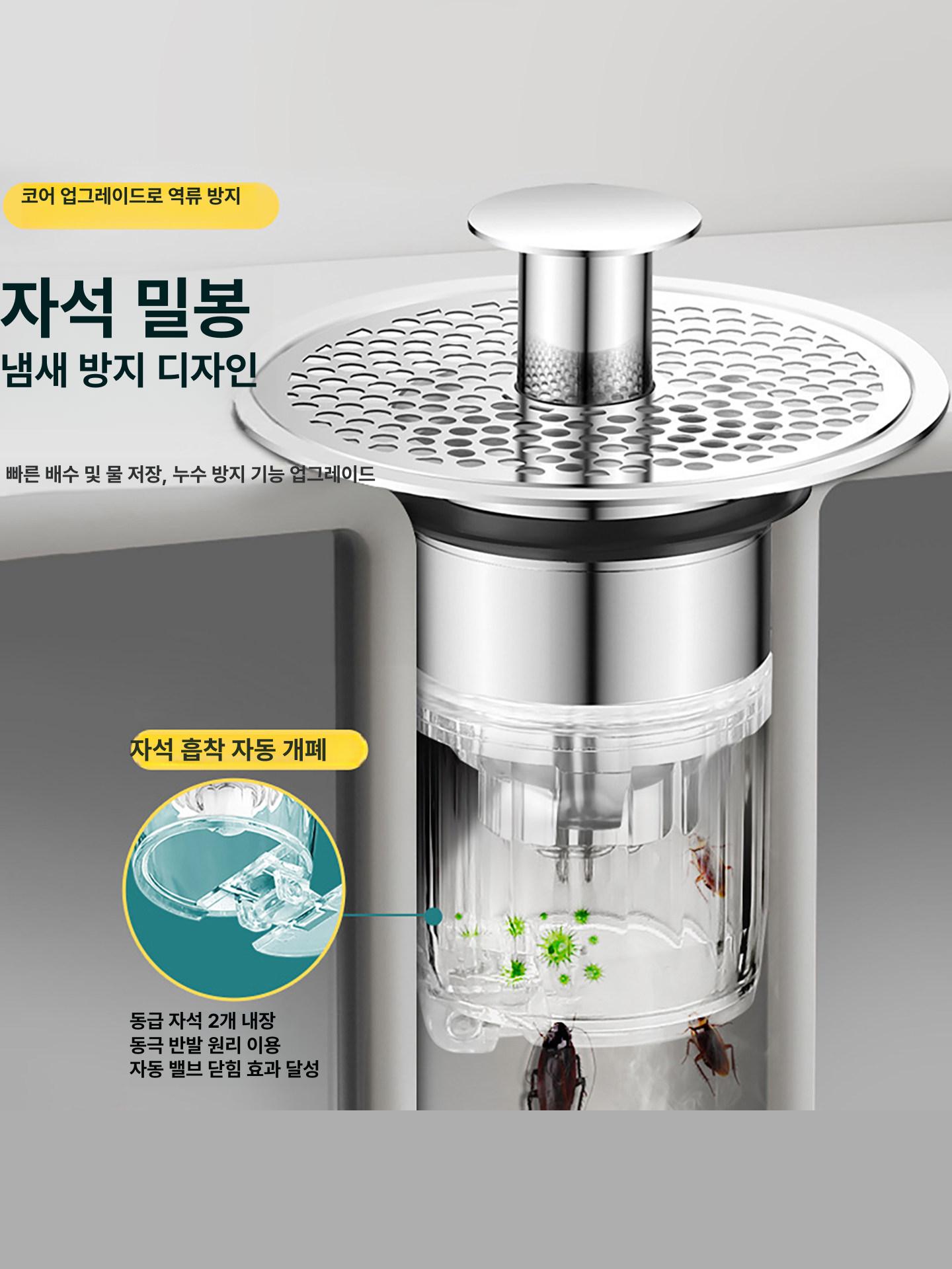 세면대트랩 만능 제거 마개 화장실 깔끔 벌레 다용도실 냄새 덮개 자동 커버 고급 - 상세 이미지 3