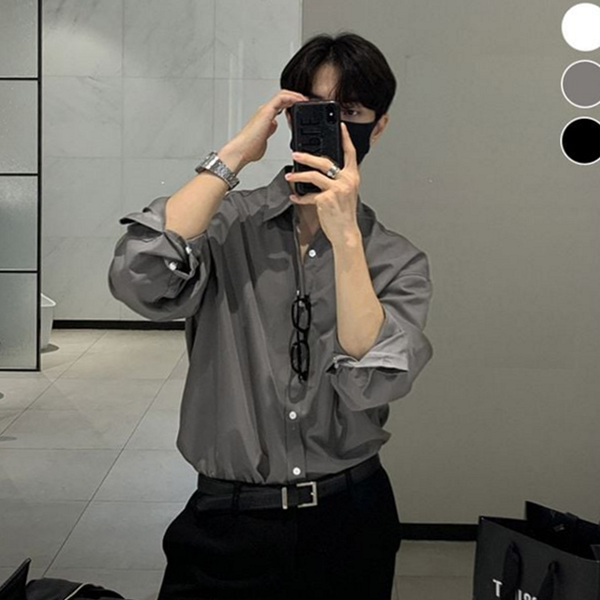 데일리 남성 루즈핏 셔츠 와이셔츠 남성 긴 팔 셔츠 - 상품 이미지