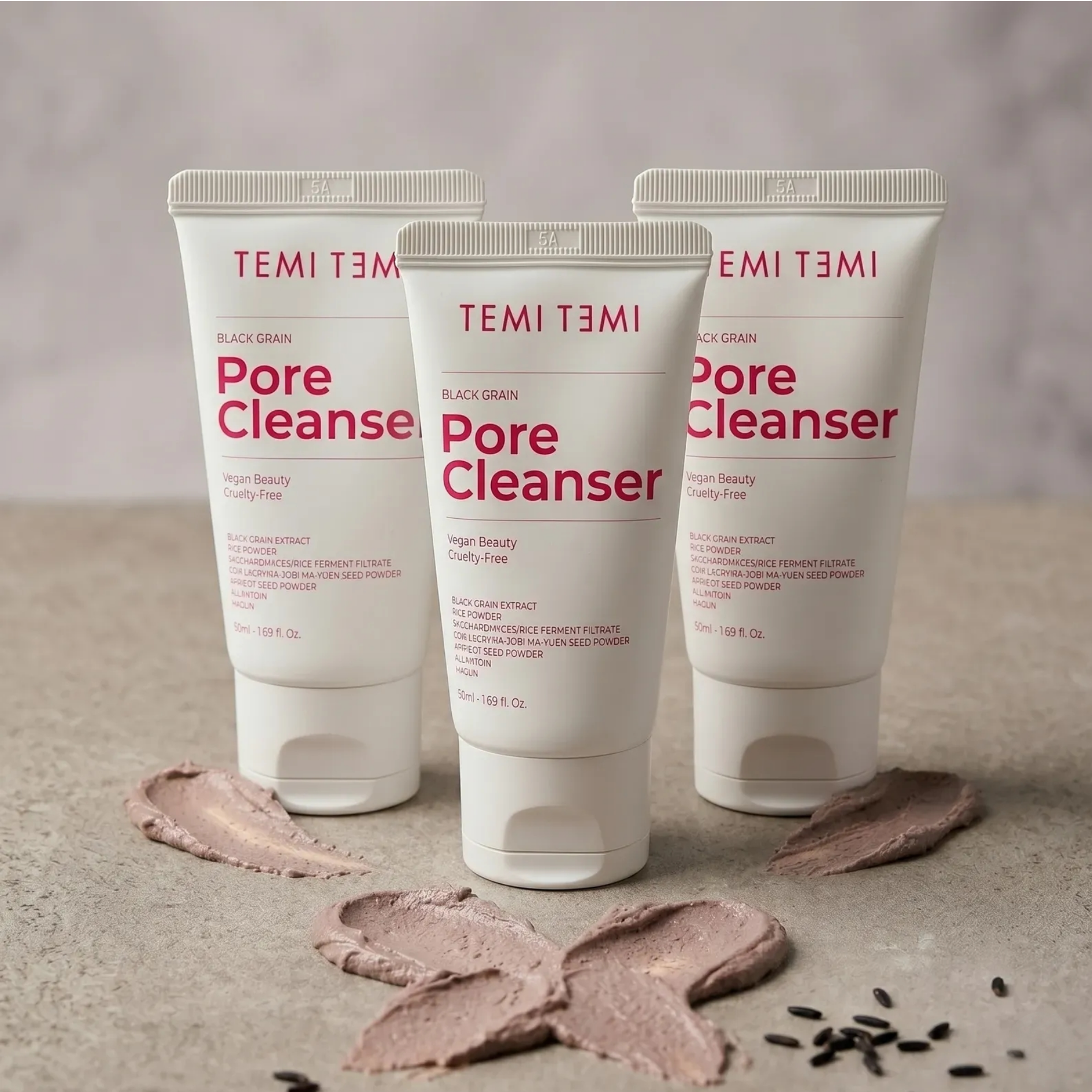 테미테미 블랙그레인 모공 선크림 메이크업 올인원 저자극 클렌저 50ml x 3개 - 상품 이미지