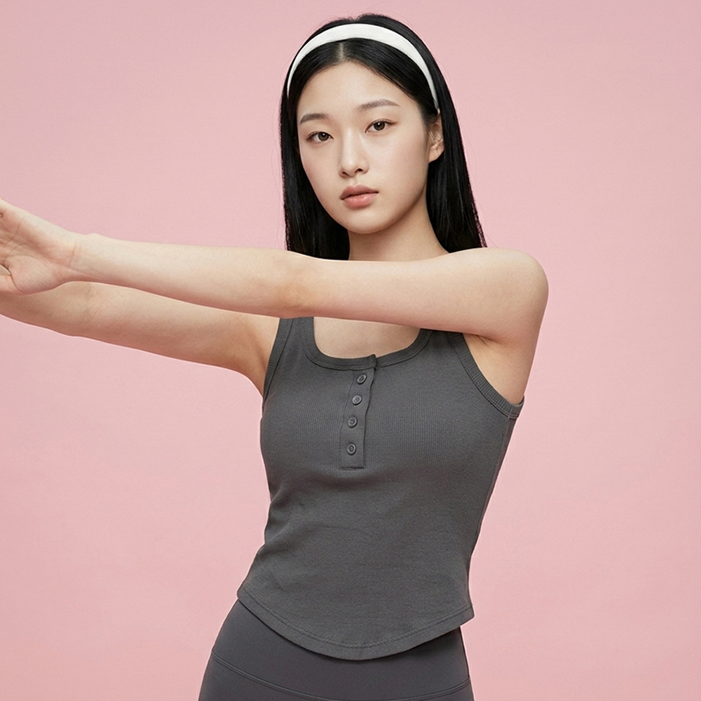 여성 노와이어 캡내장 기본 무지 슬리브리스 브라티 패션 헨리넥 캐미솔 - 상세 이미지 2